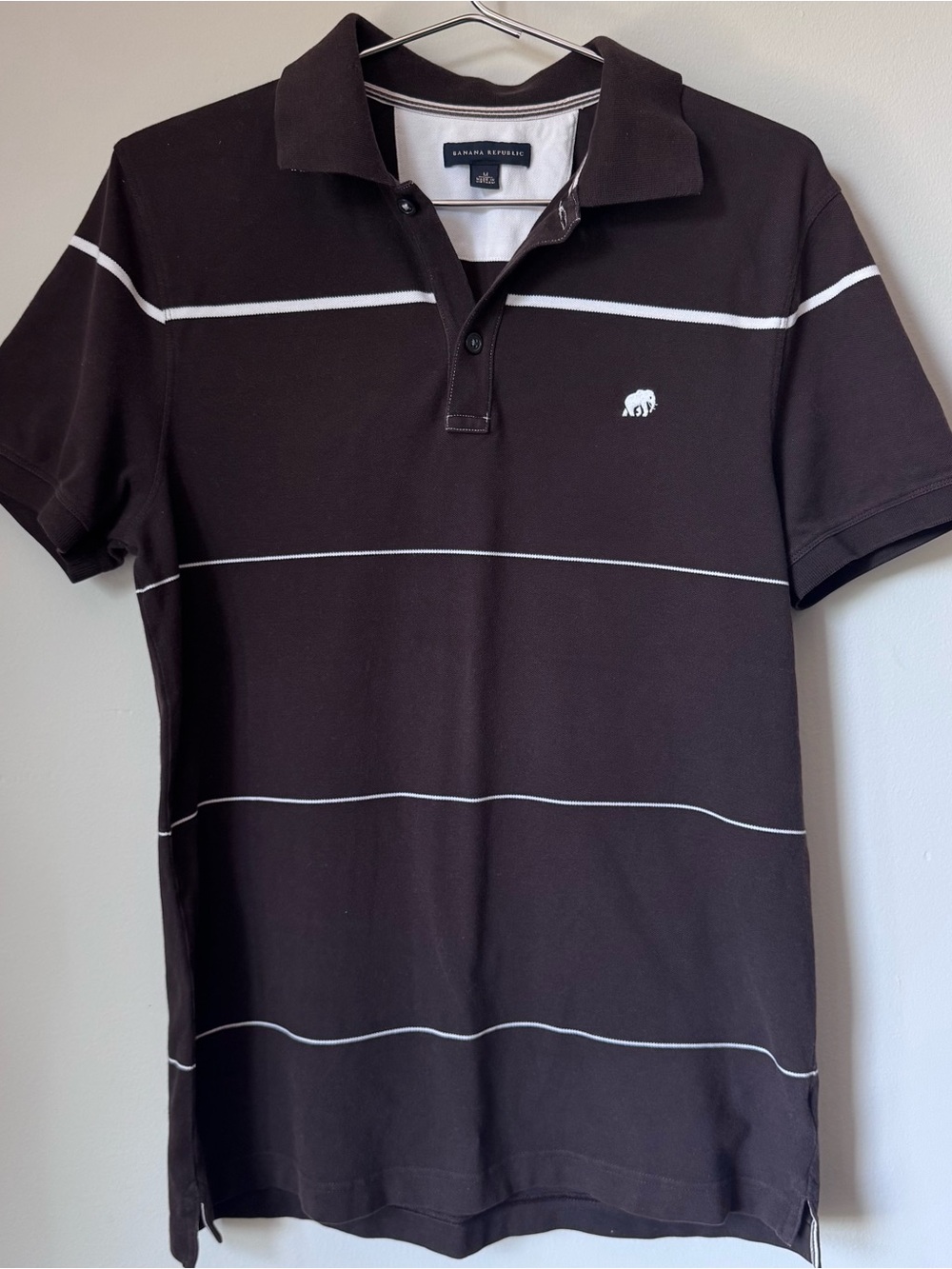 Banana Republic Men's Brown Polo with White Stripes